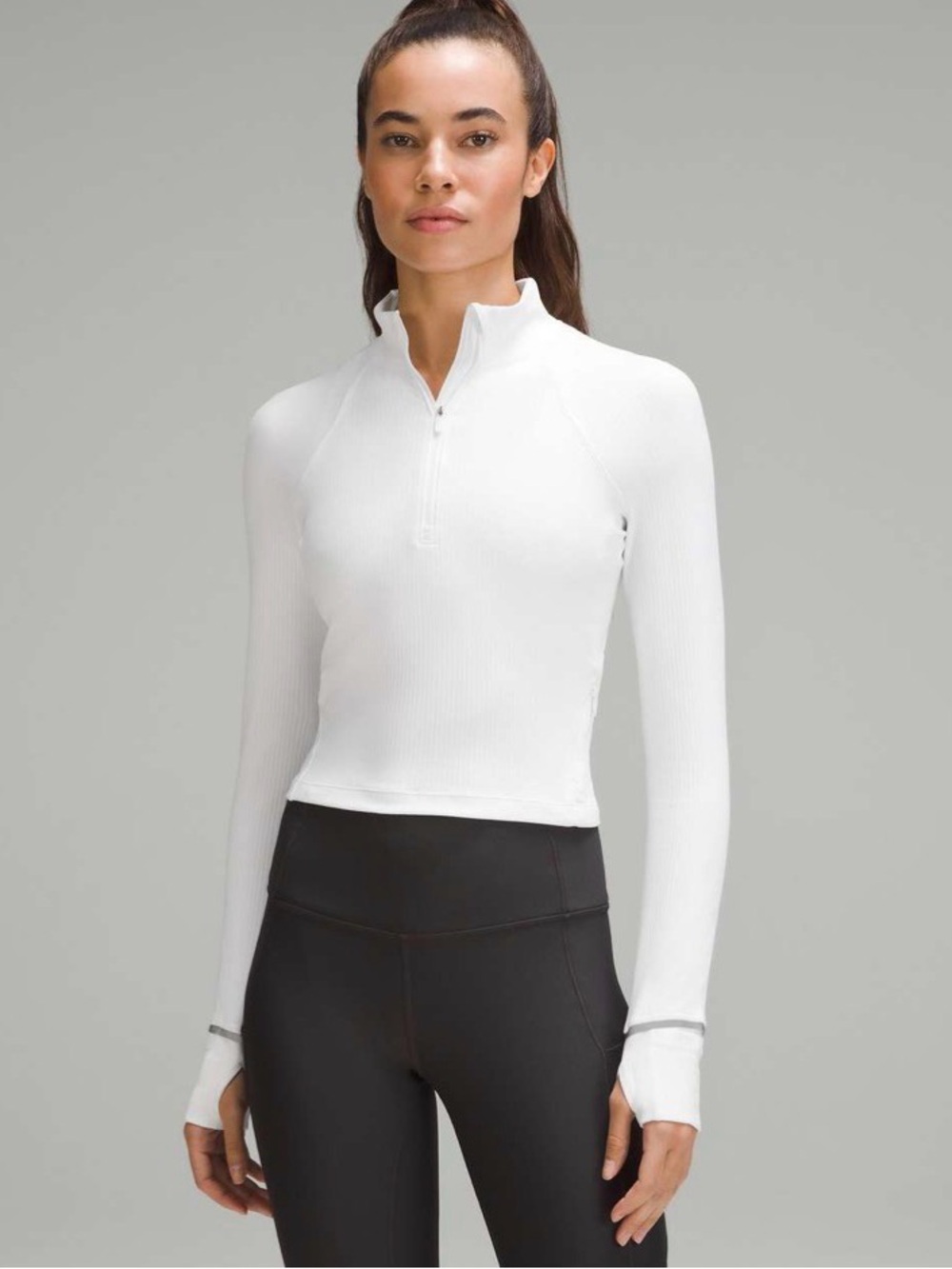 Lululemon Its Rulu Run Ribbed Cropped Half Zip Jacket Size 6